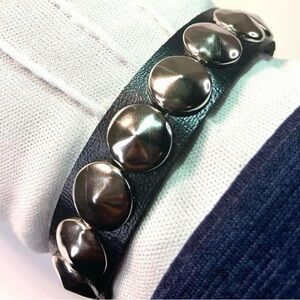 Punk Gothic studded faux leather bracelet - black and silver